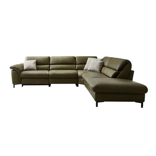 Bild 1 von Hukla Ecksofa Valdera, Schlamm, Leder, Echtleder, Semi-Anilinleder, 3-Sitzer, Eckteil, L-Form, 280x246 cm, Goldenes M, Lederauswahl, Stoffauswahl, Sitzqualitäten, Hocker erhältlich, Rücken echt, W