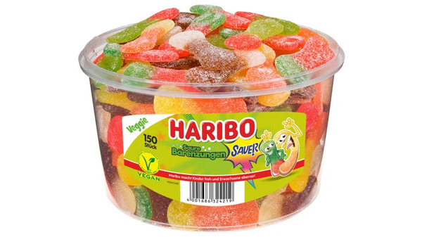 Bild 1 von Haribo Fruchtgummi Saure Bärenzungen Runddose Veggie