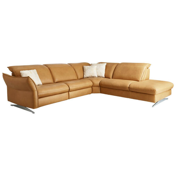 Bild 1 von Hukla Ecksofa Valdera, Orange, Leder, Echtleder, Semi-Anilinleder, 4-Sitzer, L-Form, 292x258 cm, Goldenes M, Typenauswahl, Fußauswahl, Lederauswahl, Stoffauswahl, Sitzqualitäten, Hocker erhältlich