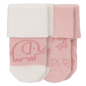 2 Paar Newborn Socken mit Umschlagbund ROSA / WEISS