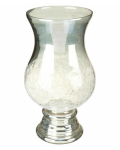 Teelichthalter aus Glas
       
      ca. 19 x 19 x 34,5 cm
     
      silber
