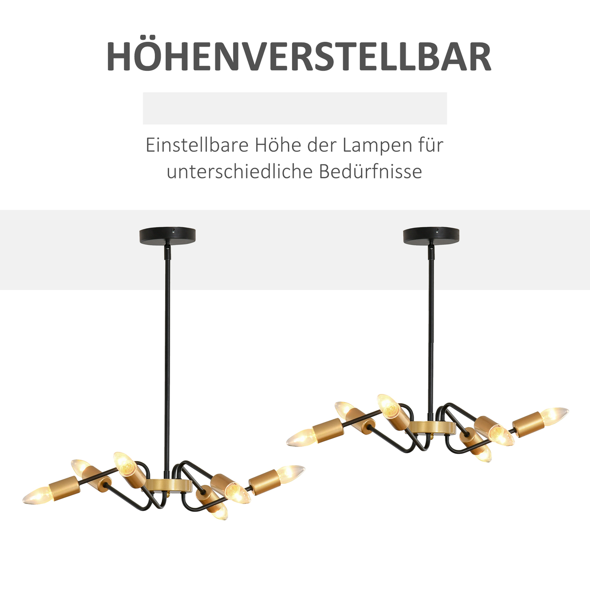 Bild 3 von HOMCOM Kronleuchter Hängelampe 6-flammig höhenverstellbar Pendelleuchte Deckenleuchte  Industrial mi