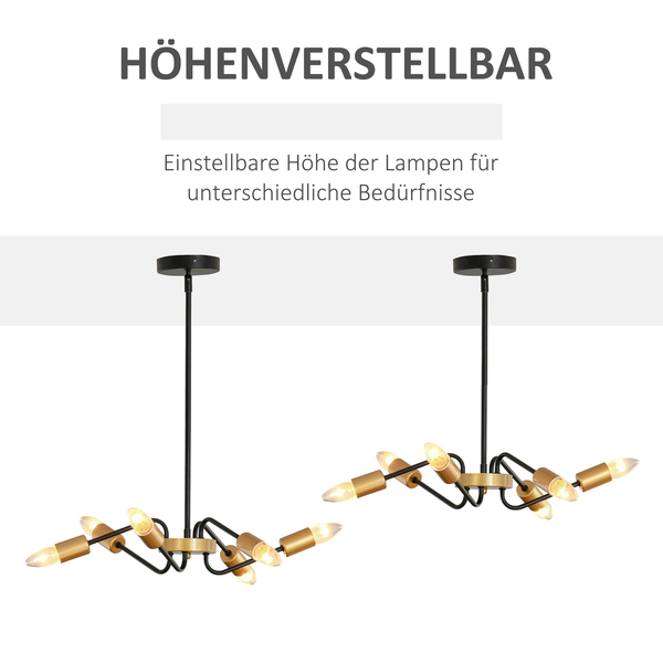 Bild 3 von HOMCOM Kronleuchter Hängelampe 6-flammig höhenverstellbar Pendelleuchte Deckenleuchte  Industrial mi