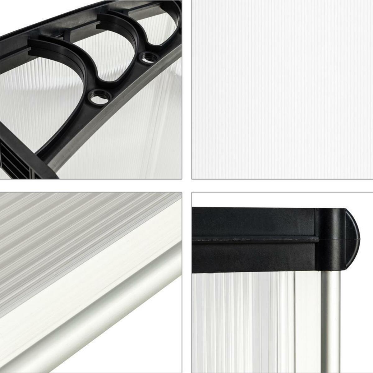 Bild 4 von Green Yard Kunststoff Vordach mit Alu Rahmen 120 x 80 cm mit 2 Halterungen, 2 Polycarbonatplatten, V