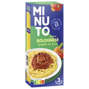 Birkel Minuto Spaghetti-Fertiggericht mit veganer Bolognese oder Tomate Kräuter