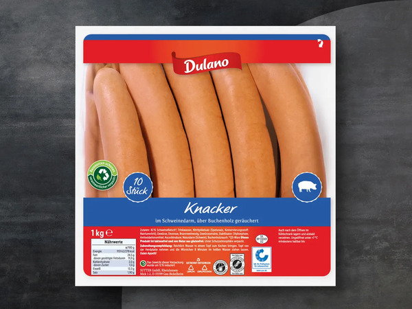 Dulano Knacker/Delikatess Krakauer, 1 kg von Lidl für 7,25 € ansehen!