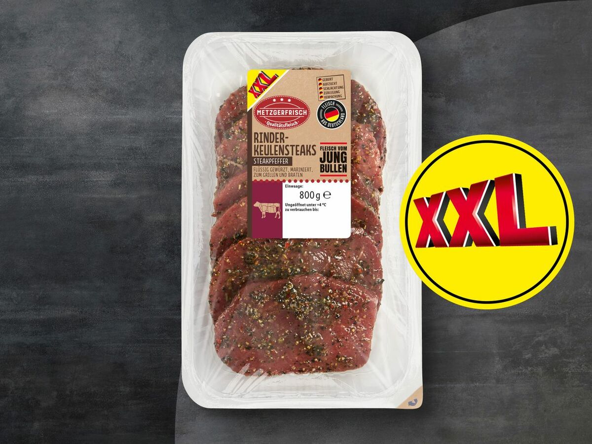Bild 1 von Metzgerfrisch Rinder-Keulensteaks XXL, 
         800 g