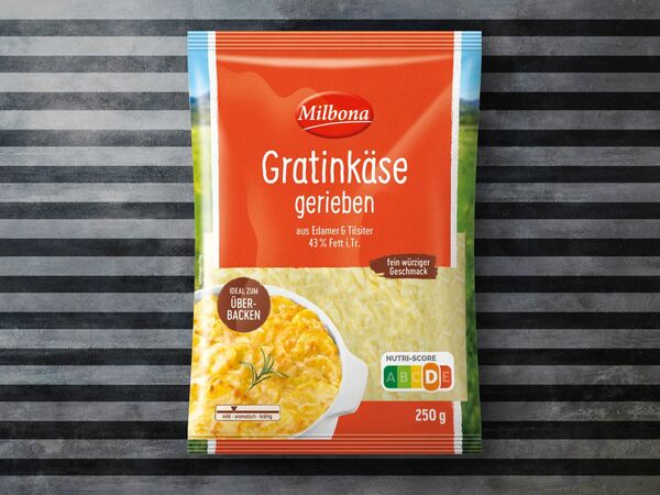 Bild 1 von Milbona Gratinkäse, gerieben, 
         250 g