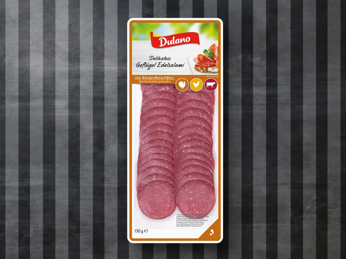 Bild 1 von Dulano Delikatess Geflügel Edelsalami, 
         130 g