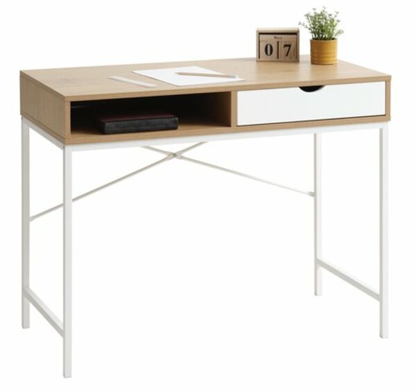 Bild 3 von Schreibtisch TRAPPEDAL 48x95 1 Schublade eiche/weiß