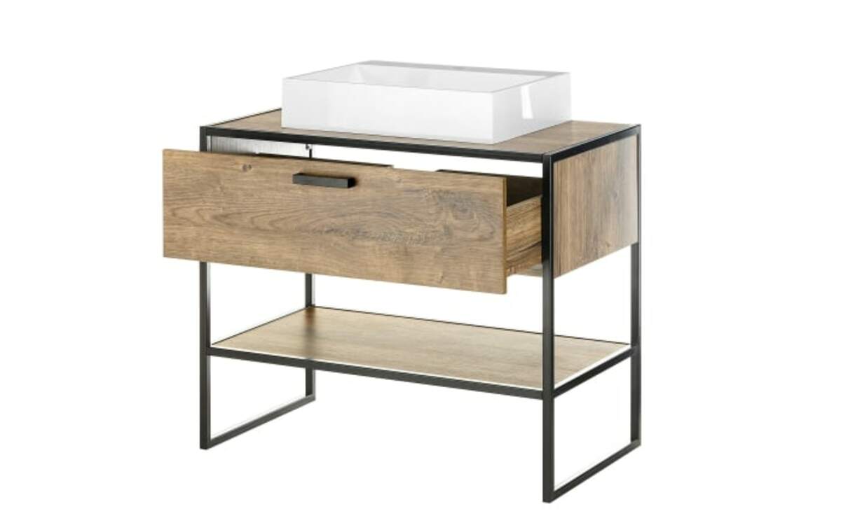 Bild 1 von Vito - Waschbeckenunterschrank Spell, Haveleiche-Nachbildung/schwarz, inkl. Becken