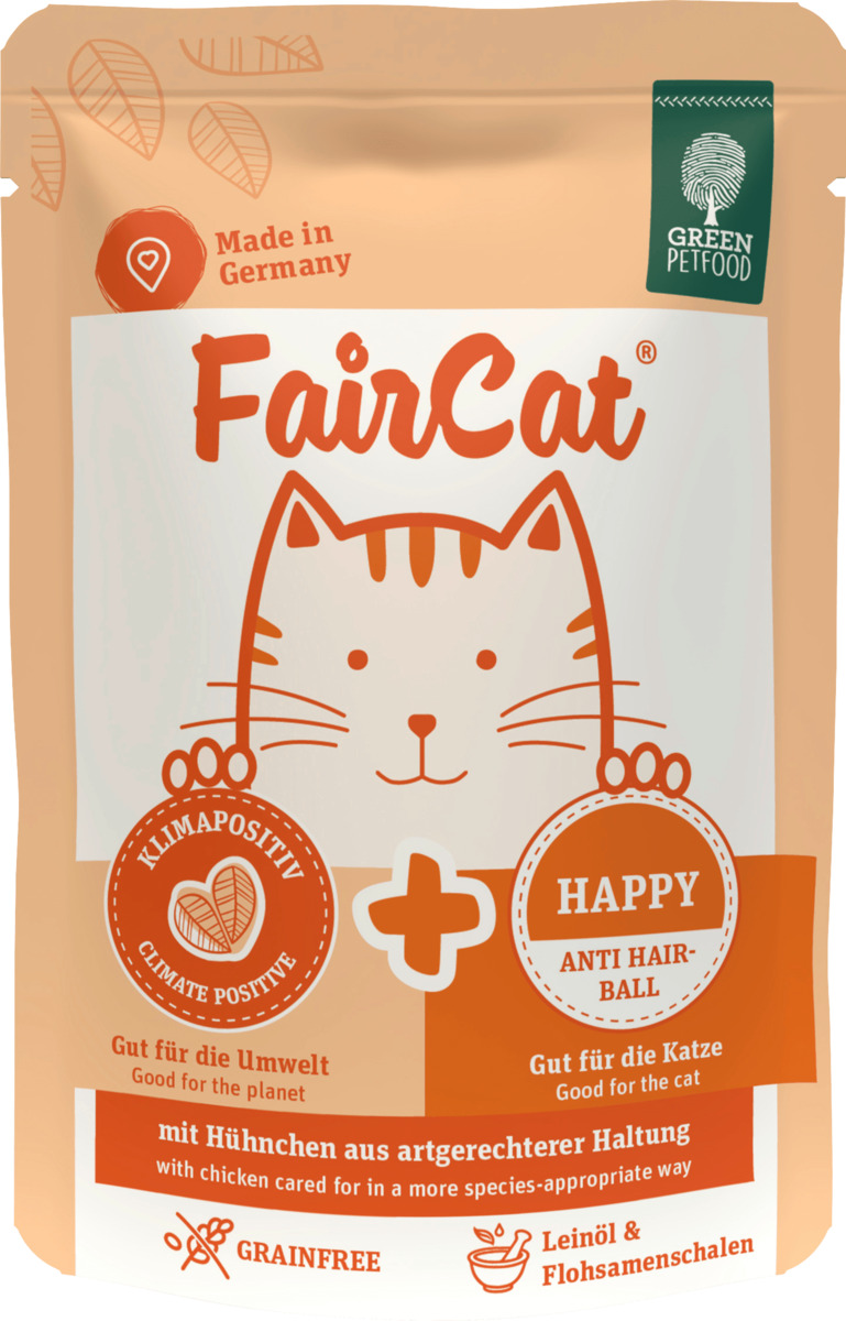 Bild 1 von Green Petfood Nassfutter Katze mit Huhn, Happy Anti Hair-Ball, FairCat
