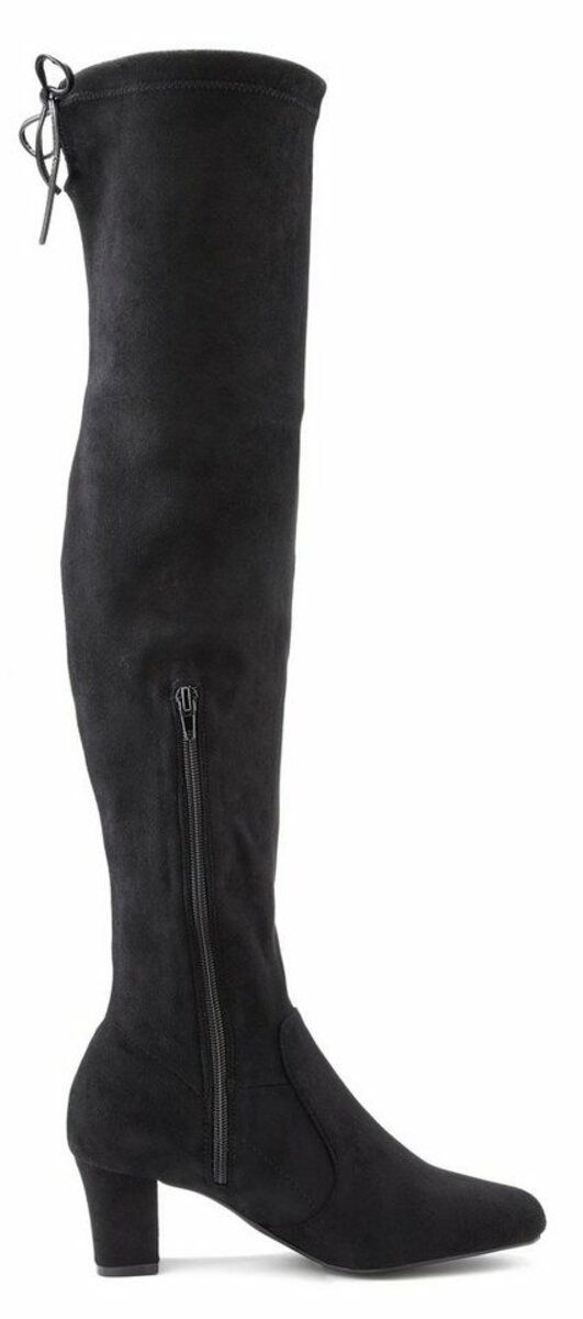 Bild 1 von LASCANA Overkneestiefel Langschaft Stiefel, Schlupf-Boot, weiches Stretchmaterial, Blockabsatz, Schwarz