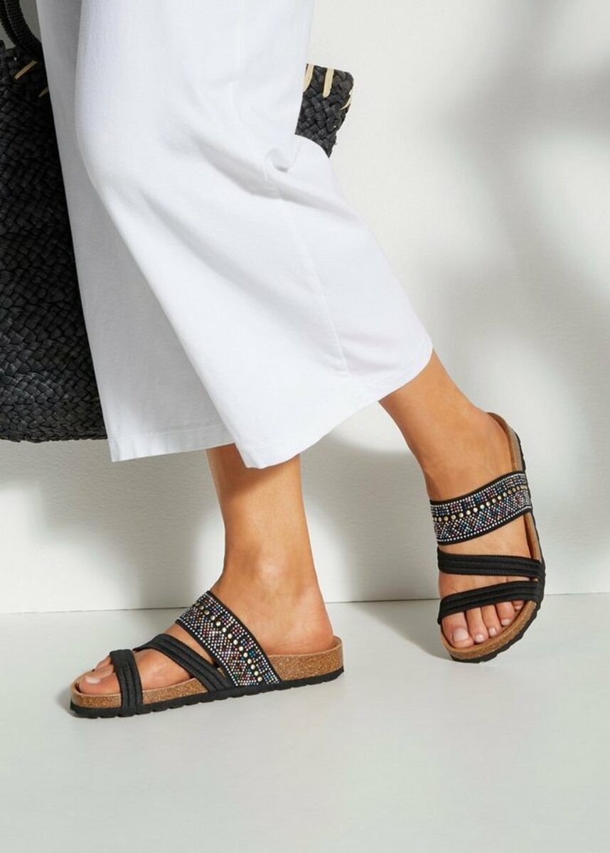 Bild 1 von LASCANA Pantolette Mule, Sandale, offener Schuh mit Korkfußbett und elastischen Riemen