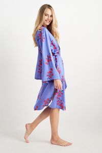 C&A Satin-Kimono-geblümt, Blau, Größe: S