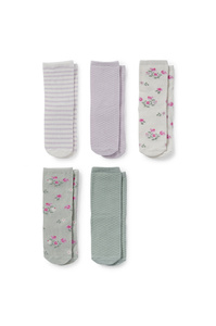 C&A Multipack 5er-Blümchen-Baby-Socken mit Motiv, Lila, Größe: 15-17