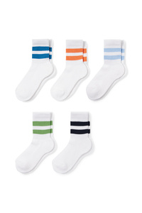 C&A Multipack 5er-Socken-gestreift, Weiß, Größe: 24-26