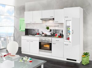 Wiho Küchen Küchenzeile Valencia, mit E-Geräten, Breite 270 cm, Beige|weiß