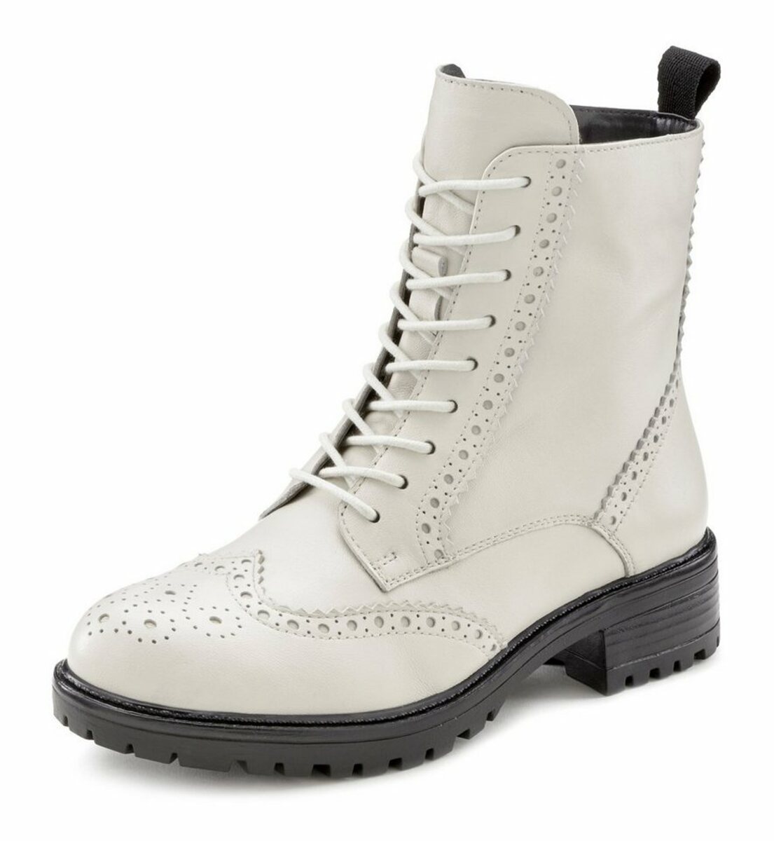 Bild 1 von LASCANA Schnürboots Schnürstiefelette, Ankle Boots, Leder, Schnüren & Reißverschluss, Weiß