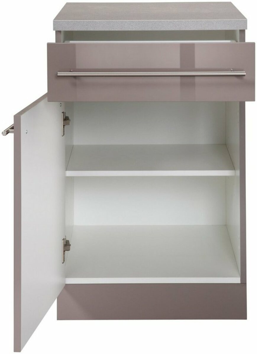 Bild 1 von Wiho Küchen Unterschrank Chicago 50 cm breit, 1 Schubkasten und 1 Tür, Braun|grau