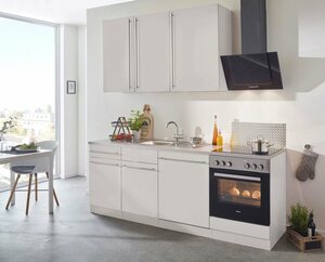 Wiho Küchen Küchenzeile Chicago, mit E-Geräten, Breite 220 cm, Beige|grau
