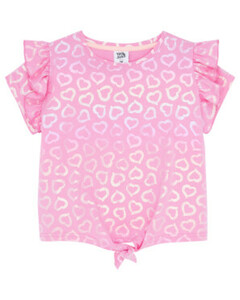 T-Shirt mit schimmernden Herzen
       
      Kiki & Koko, Saum zum Knoten
     
      rosa