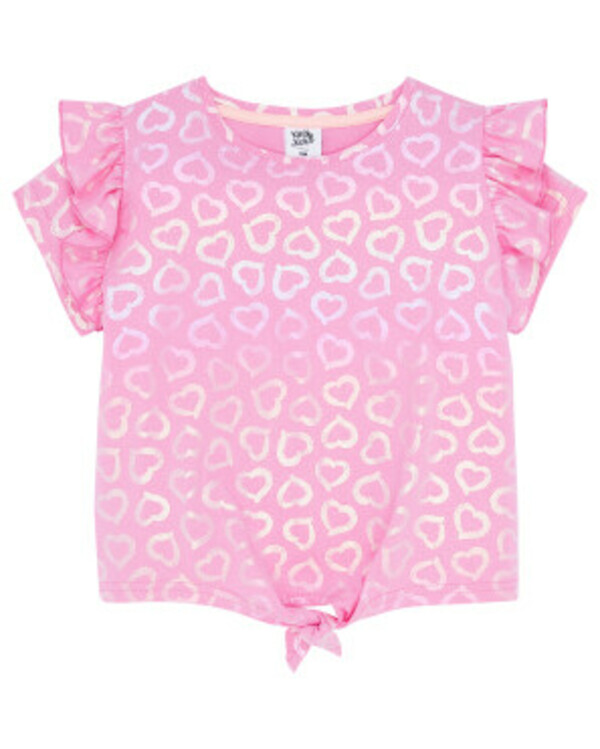 Bild 1 von T-Shirt mit schimmernden Herzen
       
      Kiki & Koko, Saum zum Knoten
     
      rosa