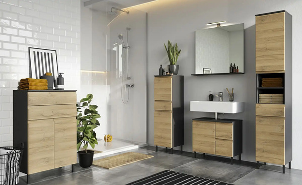 Bild 2 von Hochschrank Seddiner See Eiche (Nachbildung), Graphit Graphitgrau / Grandson Eiche (Nachbildung)