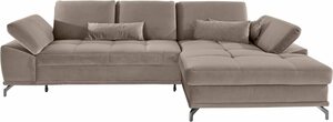 Places of Style Ecksofa Costello, incl. Sitztiefenverstellung und Armlehnfunktion, incl. 3 Nierenkissen, Braun