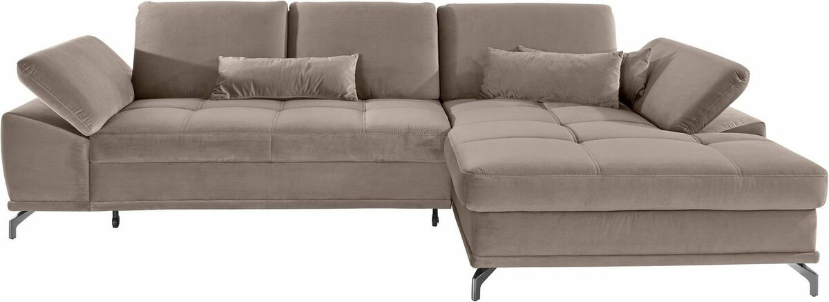 Bild 1 von Places of Style Ecksofa Costello, incl. Sitztiefenverstellung und Armlehnfunktion, incl. 3 Nierenkissen, Braun