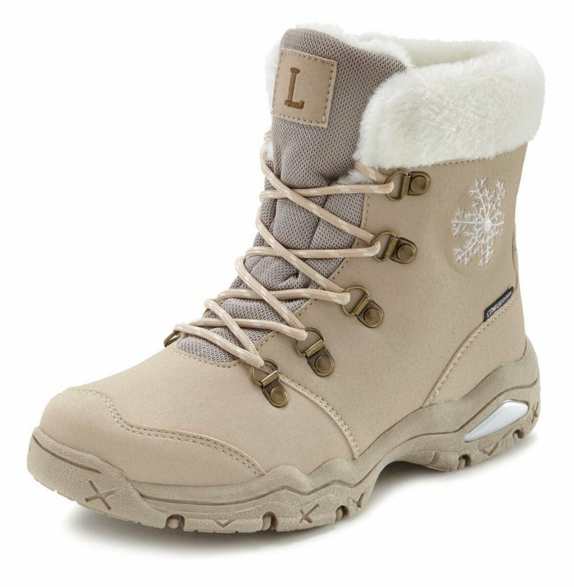 Bild 1 von LASCANA Stiefelette, Stiefel, Winterstiefel Winterstiefelette mit Warmfutter, wind- & wasserabweisender Tex-Membran, Outdoor Boots, Beige