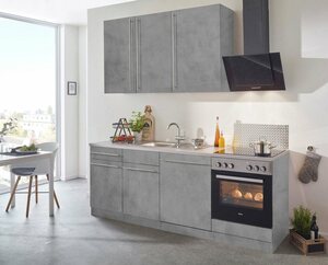 Wiho Küchen Küchenzeile Chicago, mit E-Geräten, Breite 220 cm, Grau