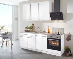 Wiho Küchen Küchenzeile Chicago, mit E-Geräten, Breite 220 cm, Grau|weiß