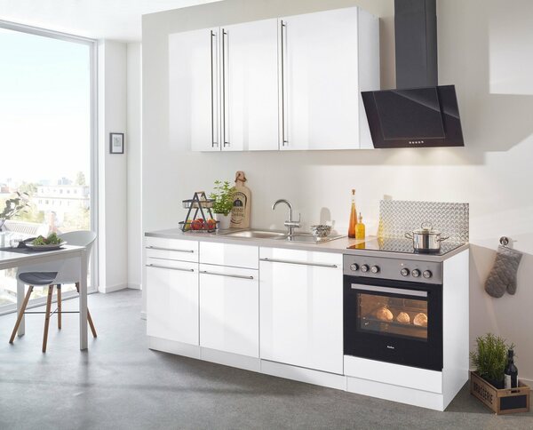 Bild 1 von Wiho Küchen Küchenzeile Chicago, mit E-Geräten, Breite 220 cm, Grau|weiß