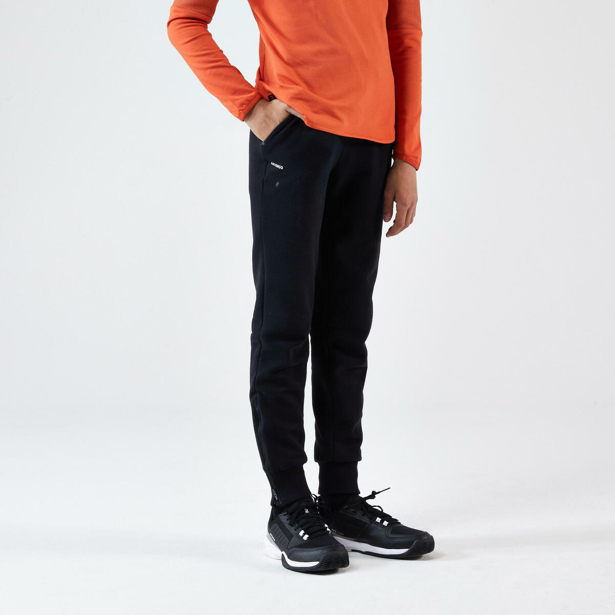 Bild 1 von Kinder Tennishose - 500 warm schwarz Schwarz