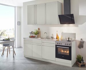 Wiho Küchen Küchenzeile Chicago, mit E-Geräten, Breite 220 cm, Beige|grau