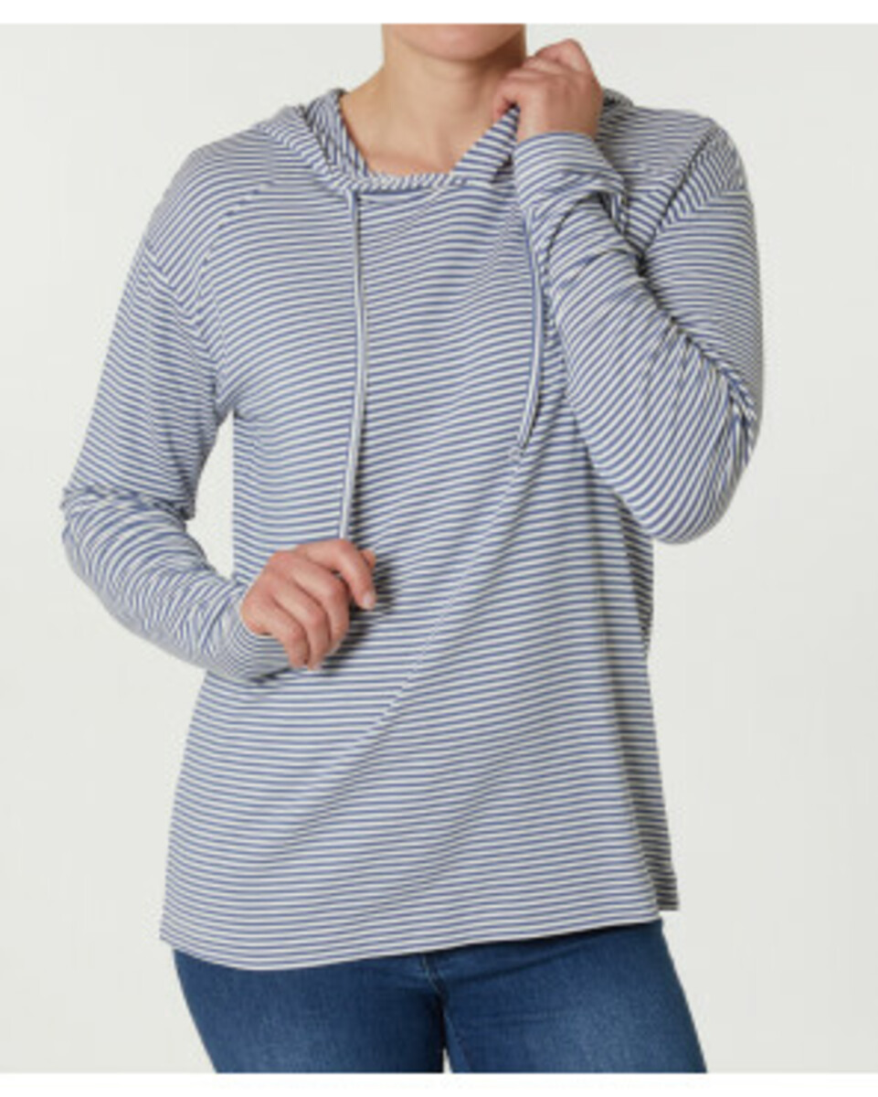 Bild 1 von Gestreifter Pullover
       
      Janina, Kapuze
     
      blau gestreift