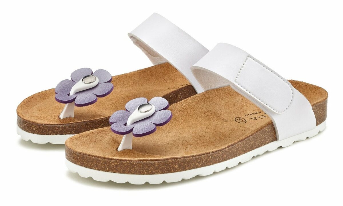 Bild 1 von LASCANA Pantolette (3-tlg) Mule, Sandale, offener Schuh, Korkfußbett, 2 abnehmbare Oberteile, Weiß