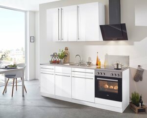 Wiho Küchen Küchenzeile Chicago, mit E-Geräten, Breite 220 cm, Grau|weiß