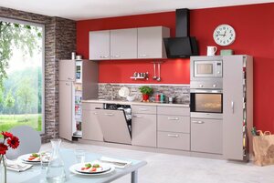 Wiho Küchen Küchenzeile Kansas, mit E-Geräten, Breite 370 cm, Grau