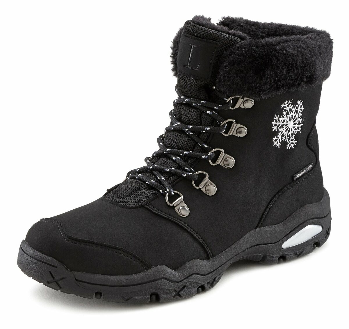 Bild 1 von LASCANA Stiefelette, Stiefel, Winterstiefel Winterstiefelette mit Warmfutter, wind- & wasserabweisender Tex-Membran, Outdoor Boots, Schwarz