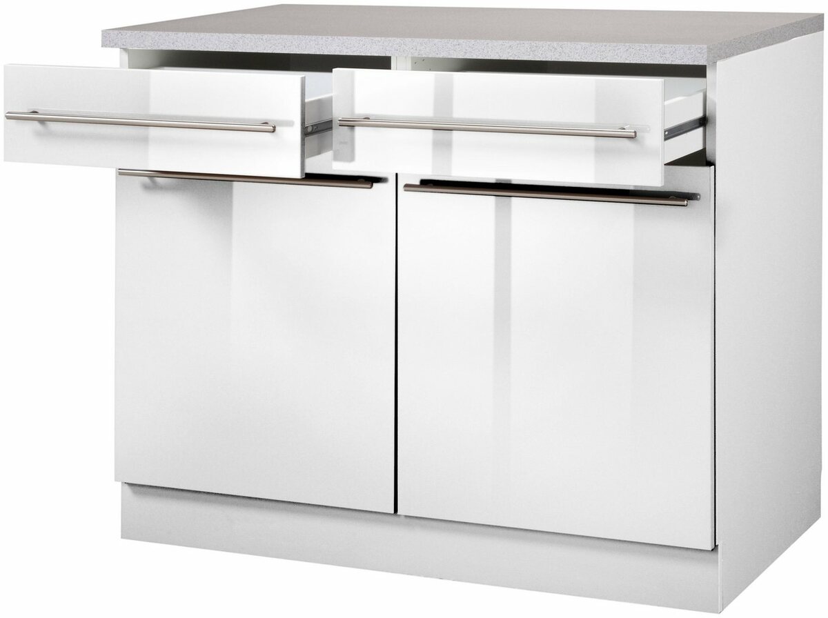 Bild 1 von Wiho Küchen Unterschrank Chicago 100 cm breit, 2 Schubkästen und 2 Türen, für viel Stauraum, Grau|weiß