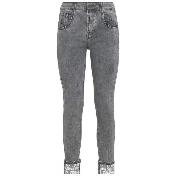 Bild 1 von Damen Slim-Jeans mit bedrucktem Beinumschlag GRAU
