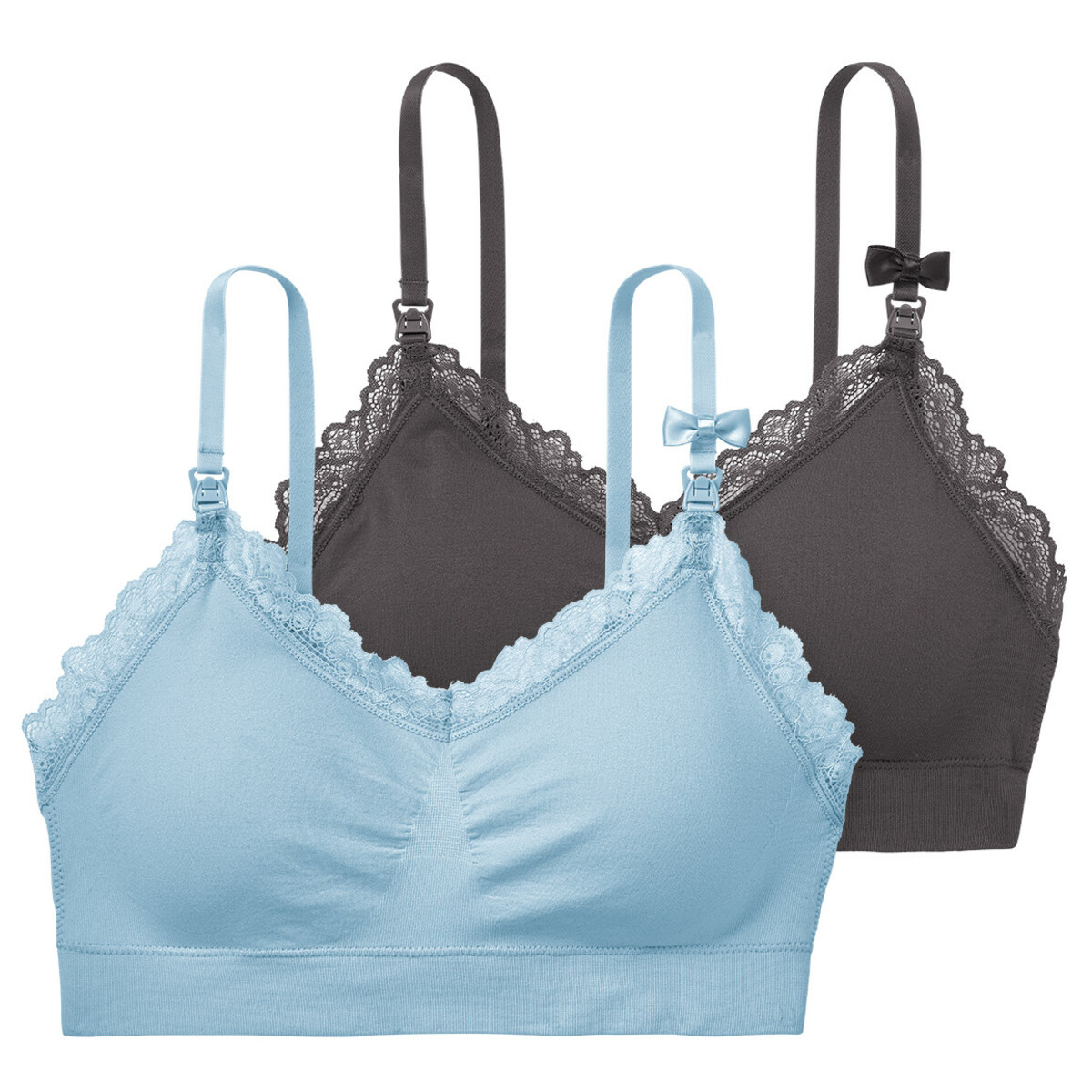 Bild 1 von 2 Damen Still-Bustiers mit Spitze HELLBLAU / DUNKELGRAU