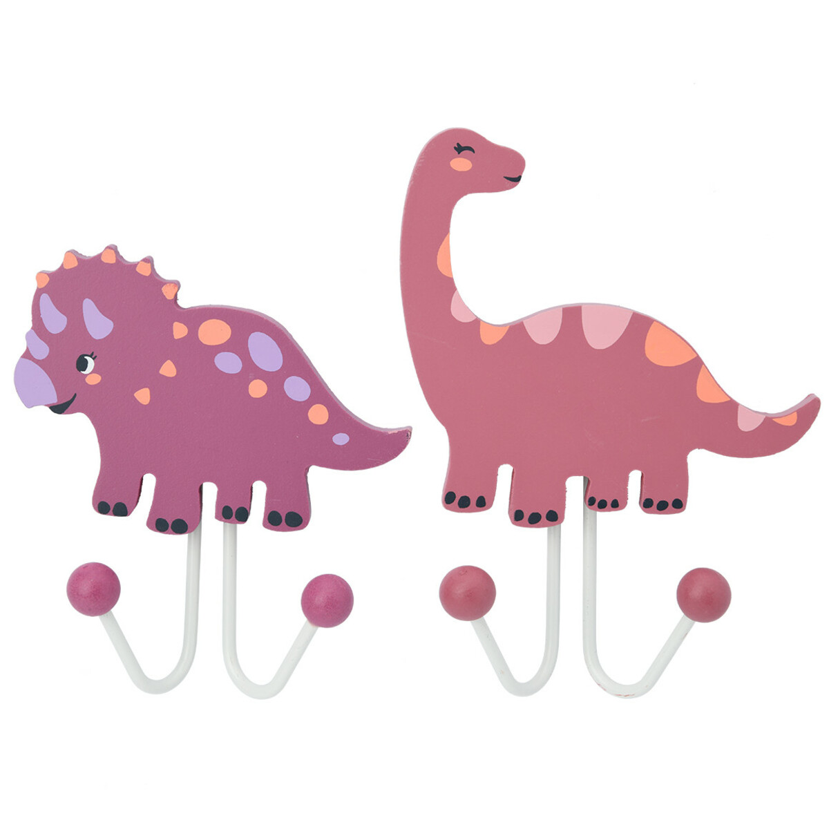 Bild 1 von 2 Kleiderhaken mit Dino-Motiven DUNKELROSA