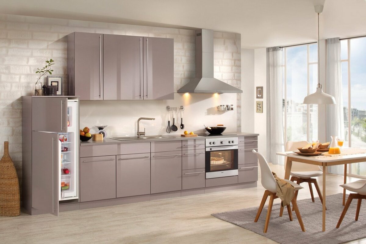 Bild 1 von Wiho Küchen Spülenschrank Chicago 100 cm breit, inkl. Einbauspüle aus Edelstahl, Braun|grau