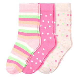 3 Paar Baby Socken im Set CREME / PINK / BUNT