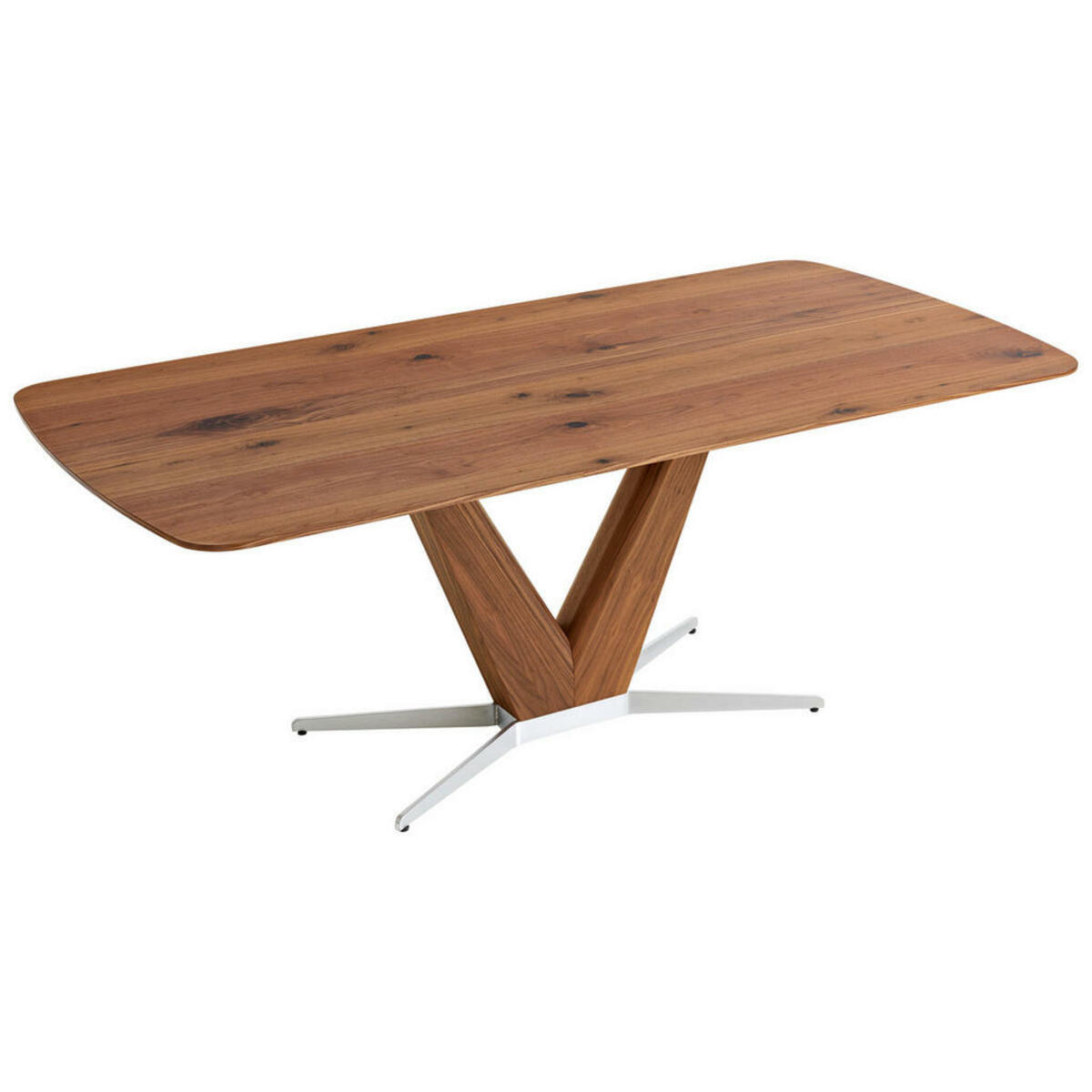 Bild 1 von Koinor Esstisch, Nussbaum, Edelstahl, Holz, Metall, Nussbaum, furniert, rechteckig, Sternfuß, 100x76 cm, Dgm, in verschiedenen Größen erhältlich, Holzarten Variantenauswahl, Esszimmer, Tische, Es