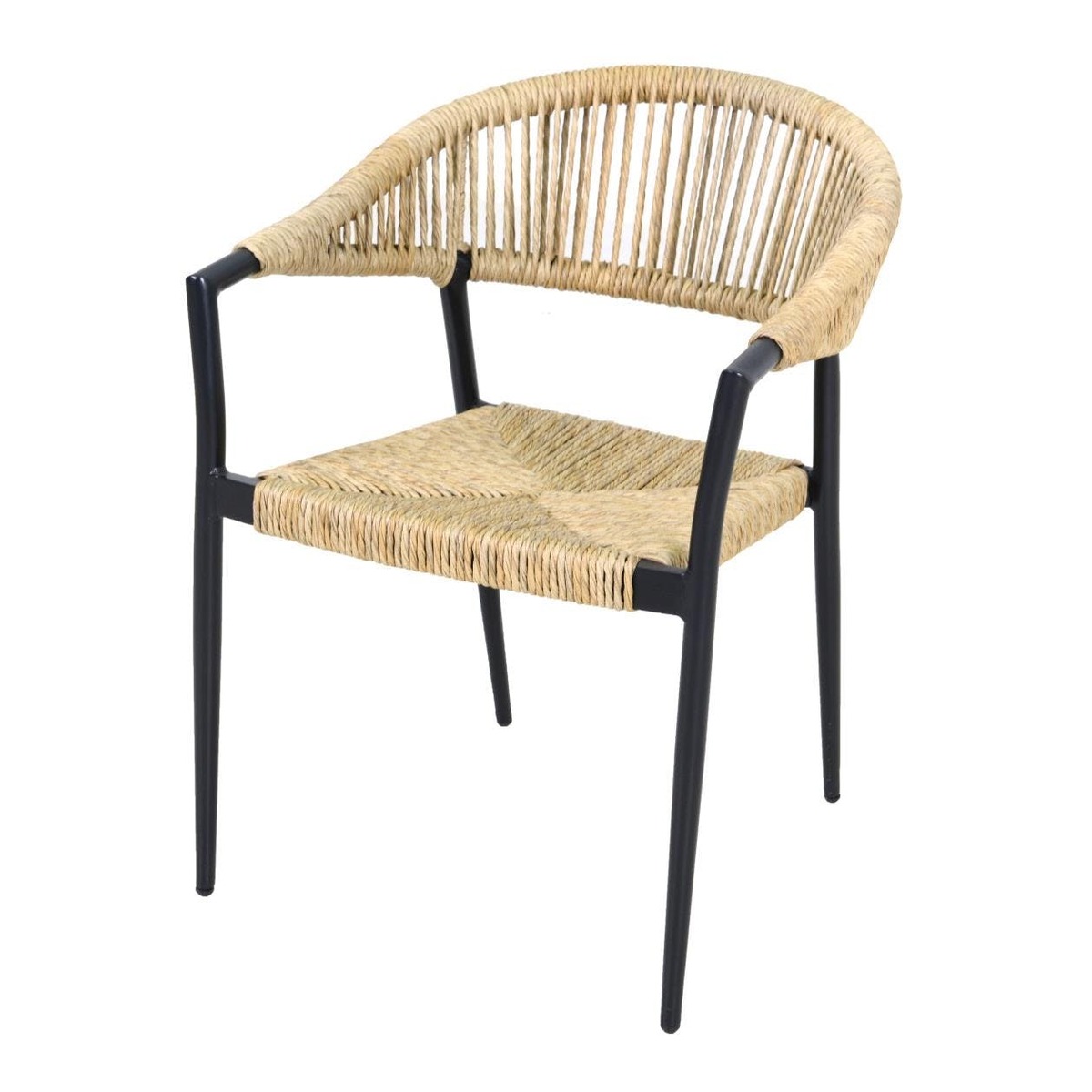 Bild 1 von METRO Professional Stuhl Lario, PE- Rattan / Aluminium, 57 x 64 x 79 cm, wetterbeständig, mit Armlehnen, beige / schwarz