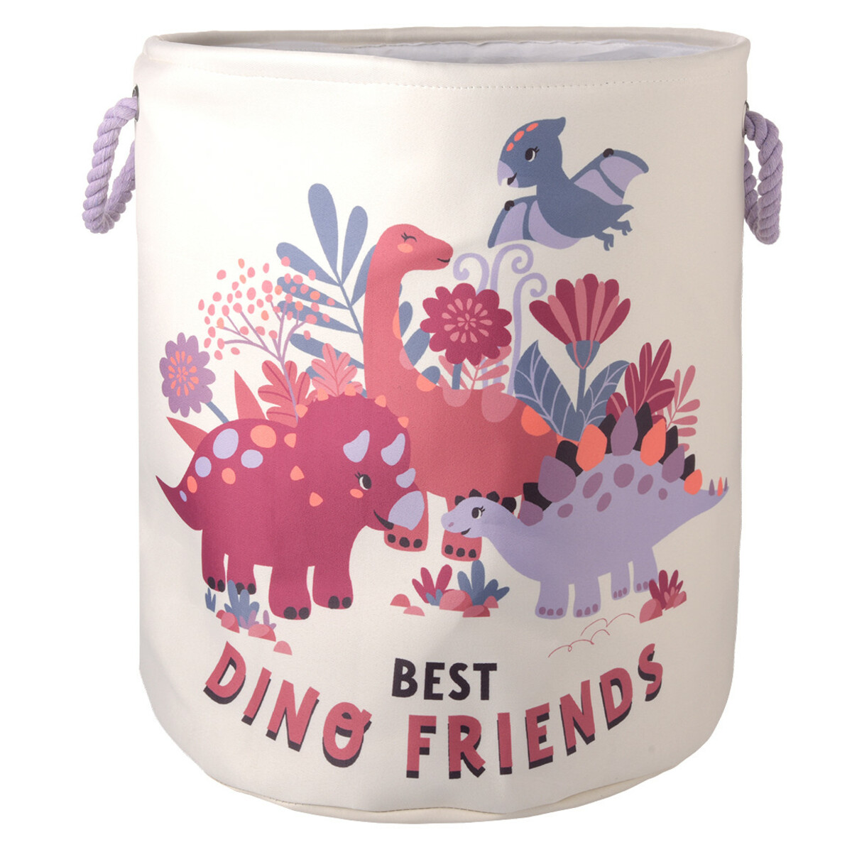 Bild 1 von Großer Aufbewahrungskorb mit Dino-Motiv CREME / DUNKELROSA / HELLLILA